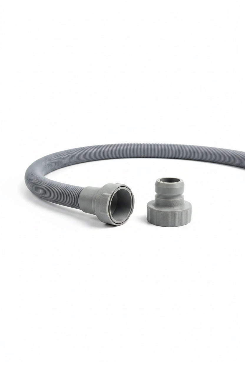 Quick connect waste fitting for slide out kitchen including 1m of hose