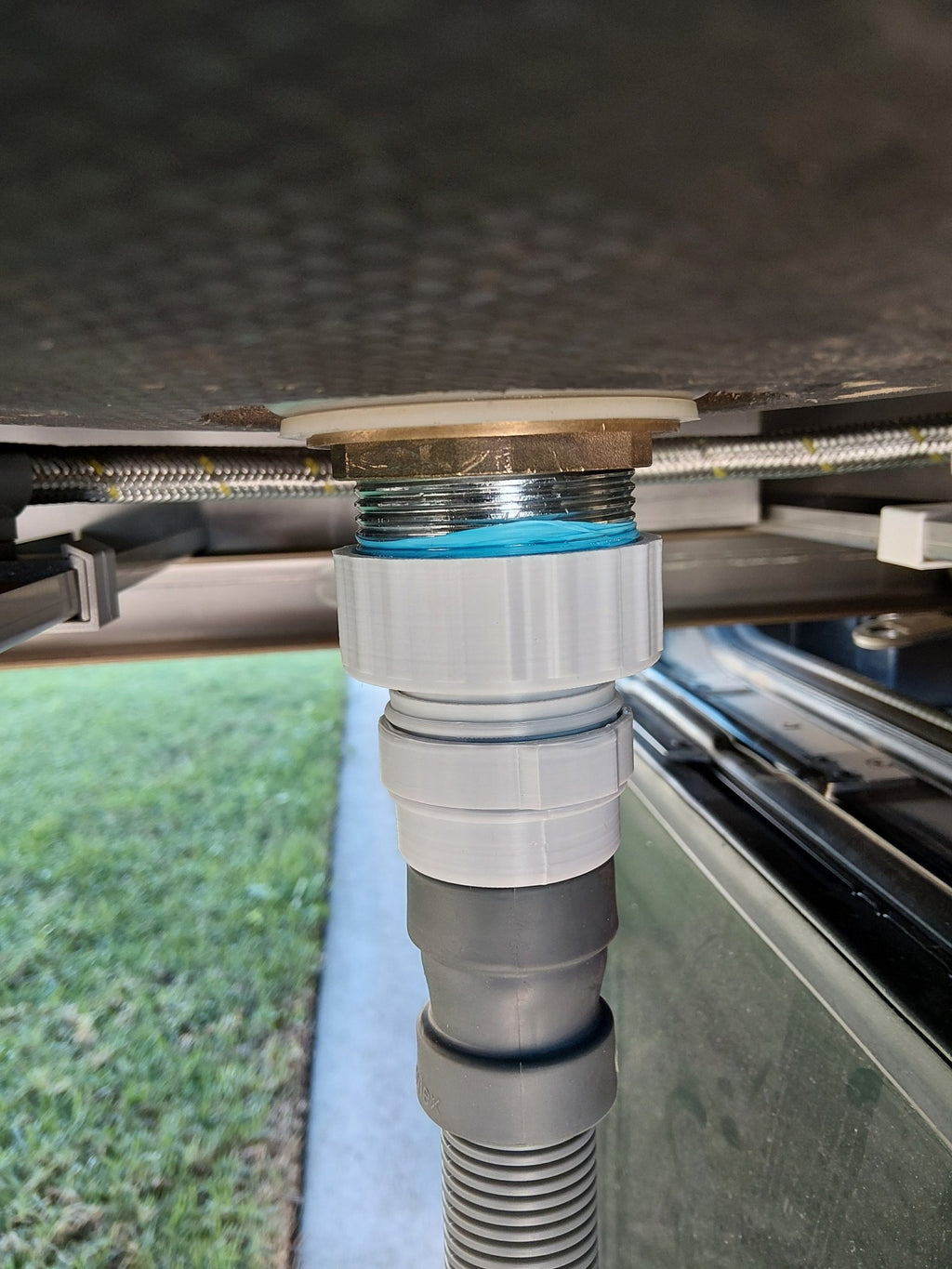 Quick connect waste fitting for slide out kitchen - Forward Thinking Concepts